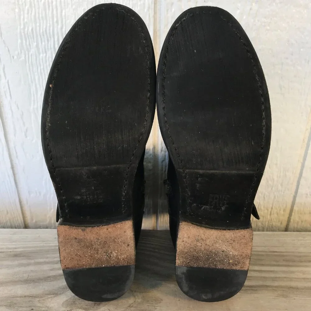 Frye Vicky Engineer Womens Black Leather Ankle Side Zip Boots 6.5 B 3478817BLK